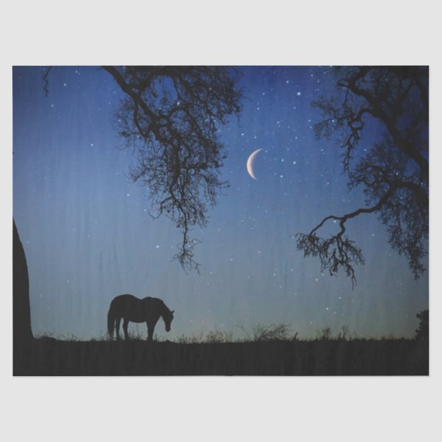 Papier Mousseline Cheval et Lune Stars Tissu Papier (Recto)