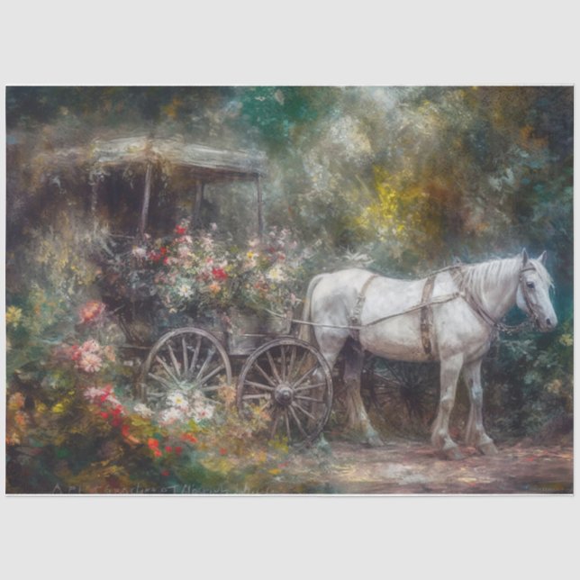 Papier Mousseline Cheval et transport (Recto)