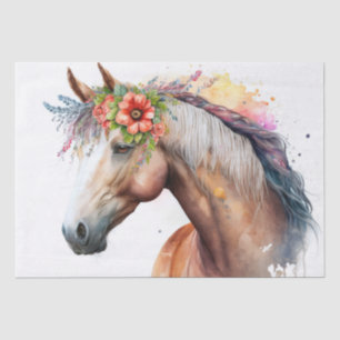 Papier Mousseline Cheval floral exceptionnel
