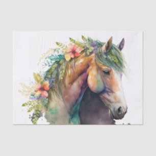 Papier Mousseline Cheval floral exceptionnel