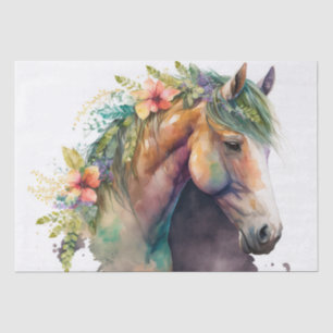 Papier Mousseline Cheval floral exceptionnel