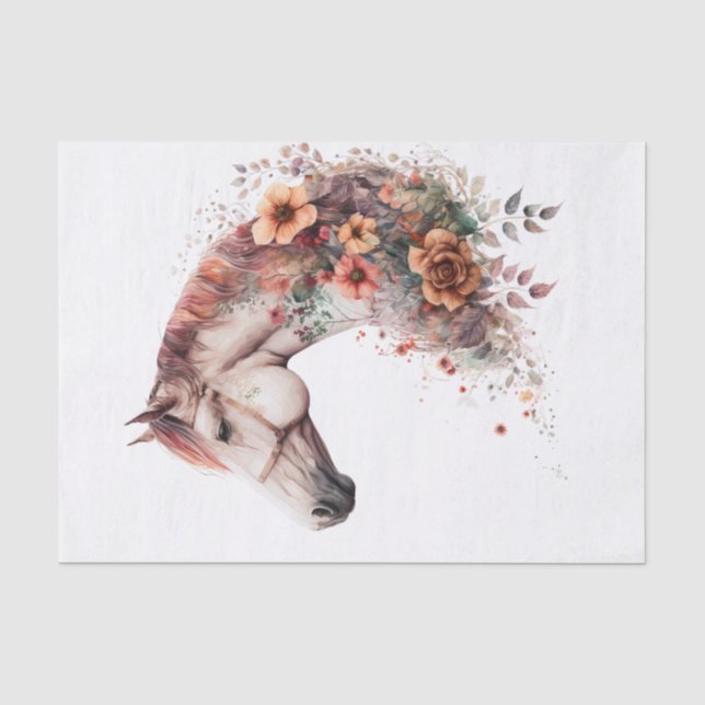 Papier Mousseline Cheval Floral I (Recto)