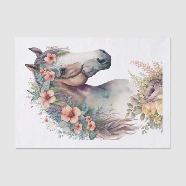 Papier Mousseline Cheval Floral III (Recto)