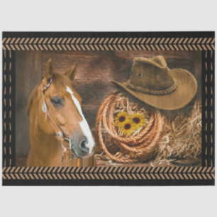 Papier Mousseline Cheval Lasso Cowboy Casquette Grange Tournesols St