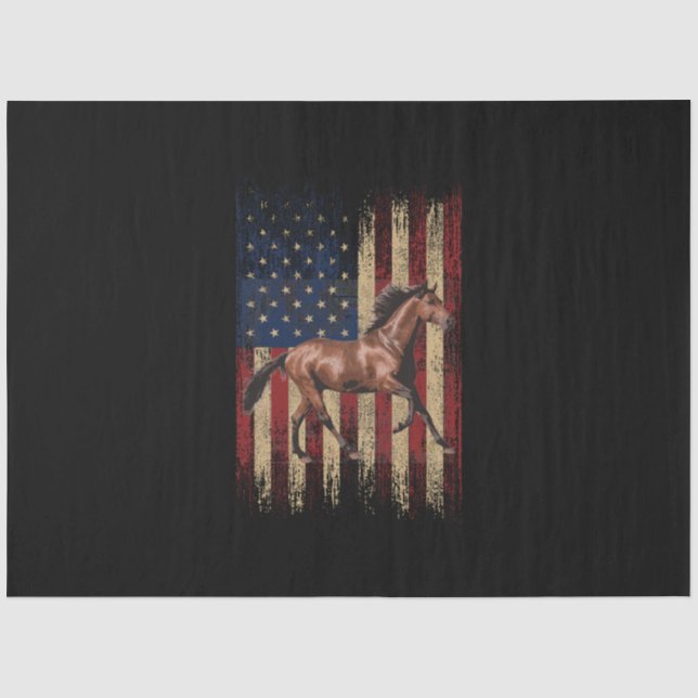 Papier Mousseline Cheval patriotique Drapeau américain équitation (Recto)