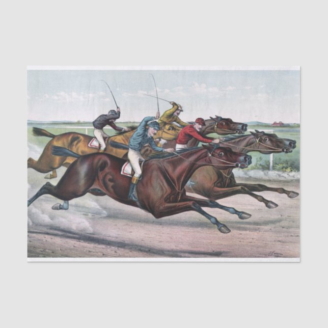 Papier Mousseline Cheval Racing Cou et Cou Découpage (Recto)