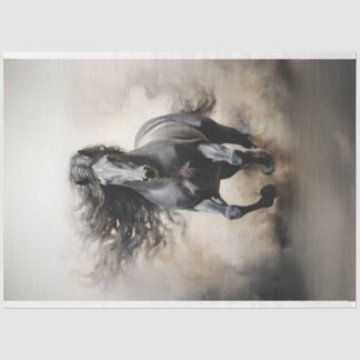 Papier Mousseline Cheval Stallion Noir Courir Découpage