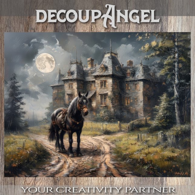 Papier Mousseline Cheval sur Country Road - Découpage - (Créateur téléchargé)