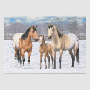 Papier Mousseline Chevaux Appaloosa En Peau De Bouche En Neige