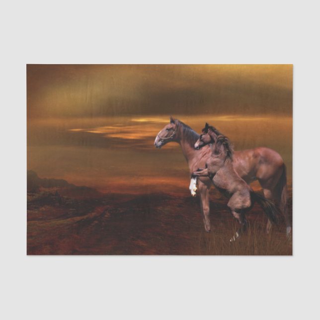 Papier Mousseline Chevaux au crépuscule (Recto)