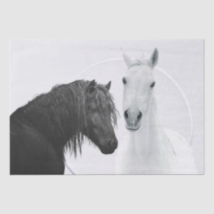 Papier Mousseline Chevaux Blancs Noirs Meilleurs Amis Découpage