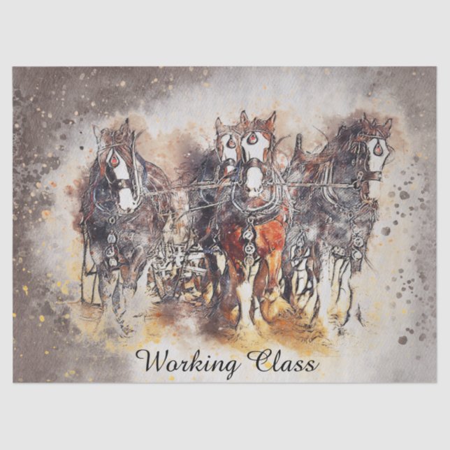 Papier Mousseline Chevaux "Classe de travail" (Recto)