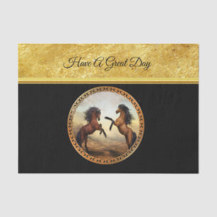 Papier Mousseline chevaux de 1 cadre d'or