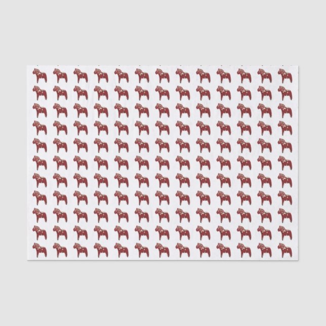 Papier Mousseline Chevaux de Dala Suédois Rouge (Recto)