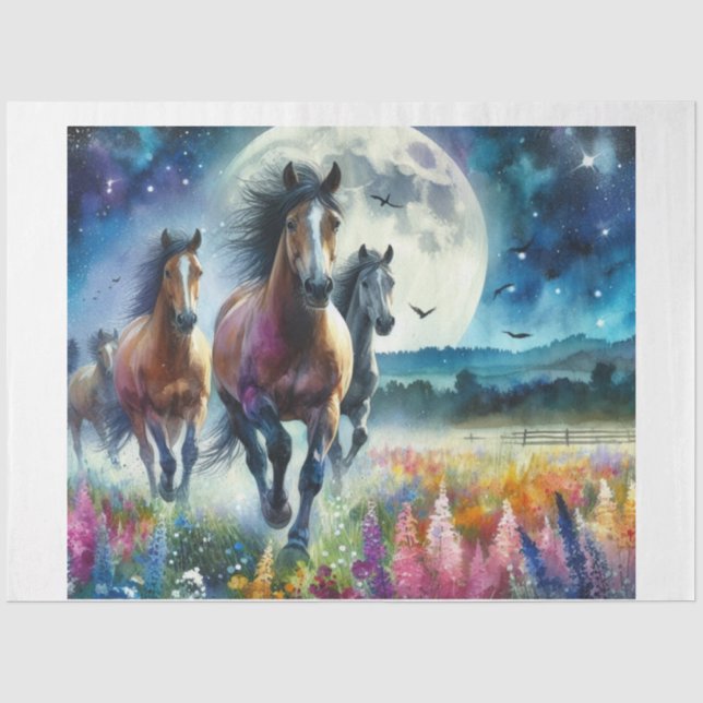 Papier Mousseline Chevaux de lune sauvage (Recto)