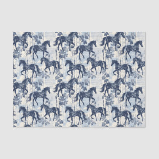 Papier Mousseline Chevaux de Toile Bleu foncé sans couture