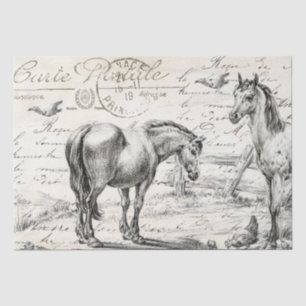 Papier Mousseline Chevaux en clôture de pâturage Découpage de script