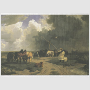 Papier Mousseline Chevaux en orage pluviale (équine)
