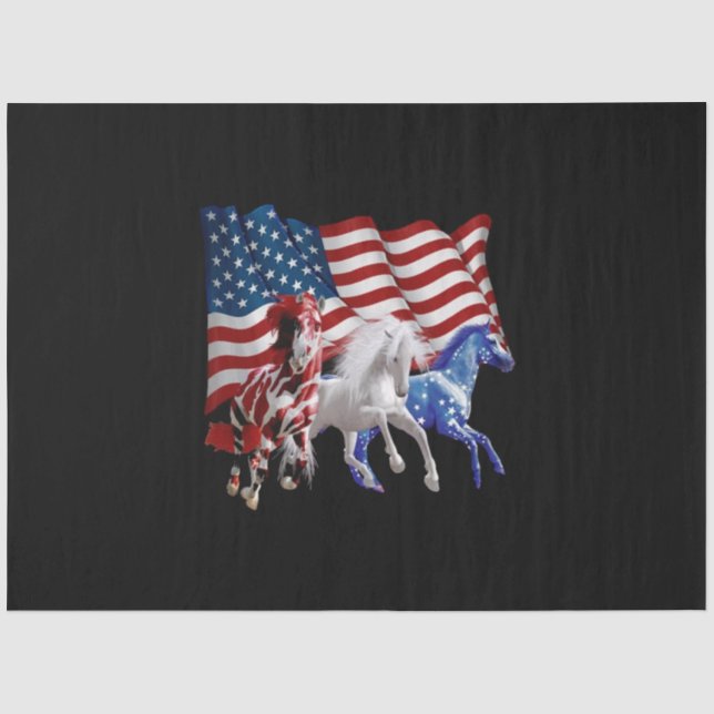 Papier Mousseline Chevaux États-Unis Drapeau américain Cheval (Recto)