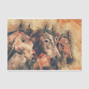 Papier Mousseline Chevaux Peinture d'aquarelle artistique