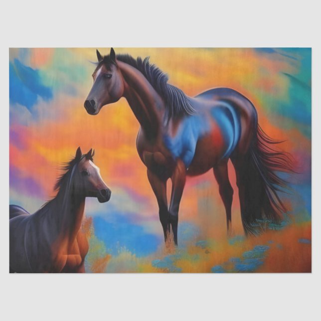 Papier Mousseline chevaux sauvages (Recto)