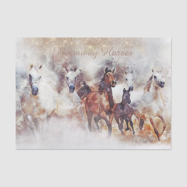 Papier Mousseline Chevaux sauvages "Chevaux de course" (Recto)