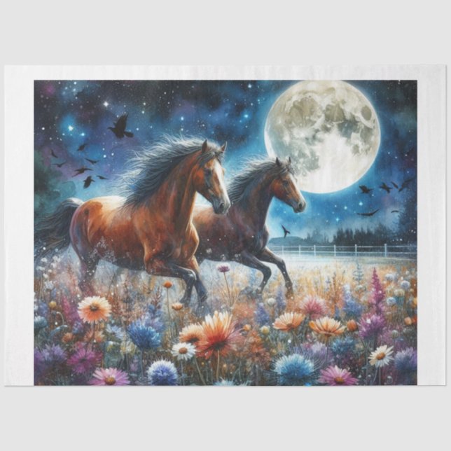 Papier Mousseline Chevaux sauvages de minuit (Recto)
