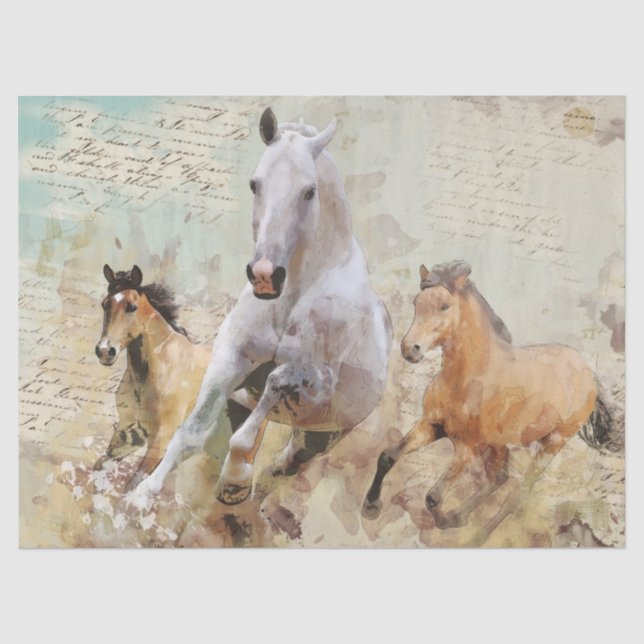 Papier Mousseline Chevaux sauvages - Découpage Design (Recto)
