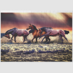Papier Mousseline Chevaux sur le rivage