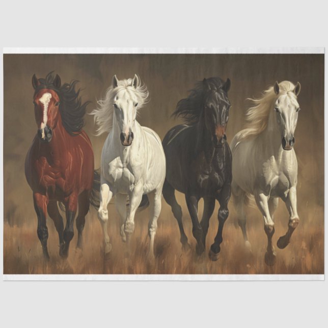 Papier Mousseline Chevaux traversant la page de découpage des prairi (Recto)
