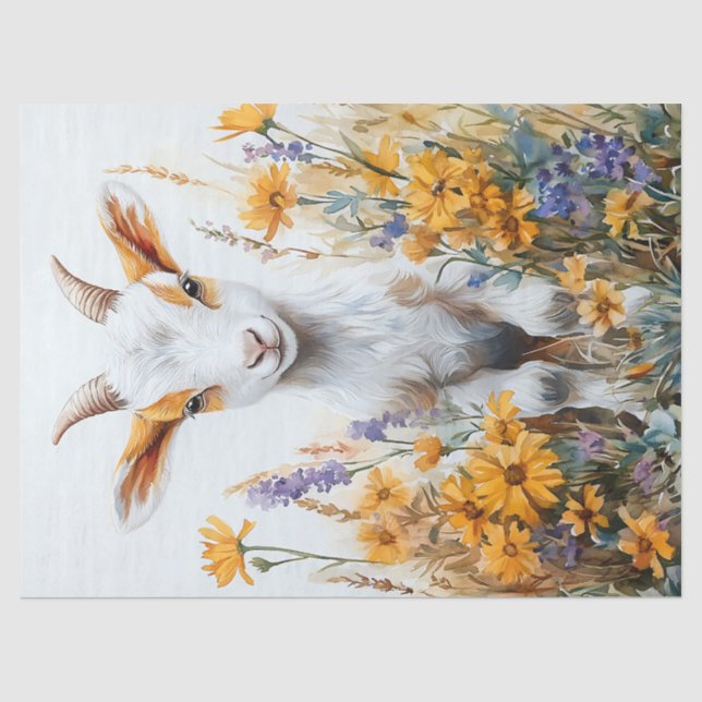 Papier Mousseline Chèvre de printemps Kid Jaune Fleurs sauvages Déco (Recto)
