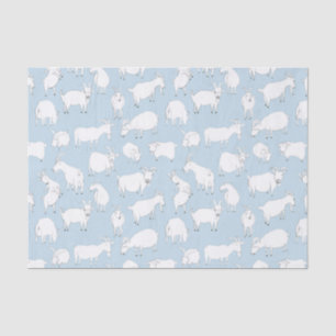 Papier Mousseline Chèvres jouant - bleus layette