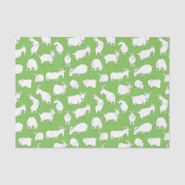 Papier Mousseline Chèvres jouant - vert (Recto)