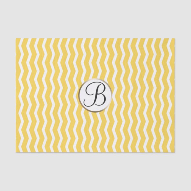 Papier Mousseline Chevron blanc jaune Imprimer Lettre monographique  (Recto)