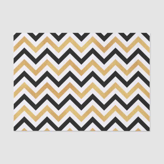 Papier Mousseline Chevron noir et or (Recto)