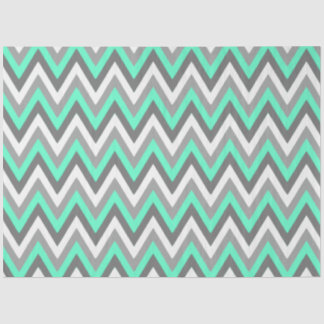 Papier Mousseline Chevron Pattern Grey White Mint Decoupage