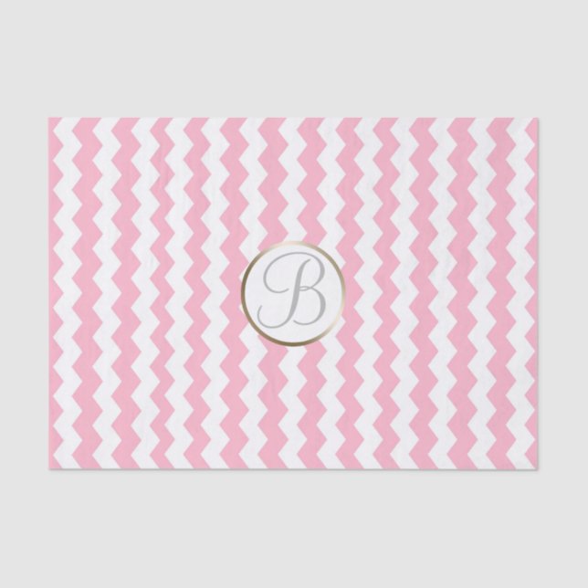Papier Mousseline Chevron rose blanc Imprimer Lettre monographique i (Recto)