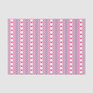 Papier Mousseline Chevrons et Coeurs Motif Tissu Papier