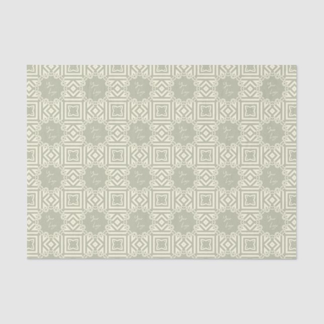 Papier Mousseline Chic Beige Sage Vert Tige Custom Business Logo (Recto)