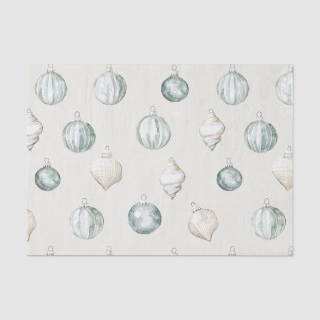 Papier Mousseline Chic Blue Cream Beach Océan Noël (Recto)