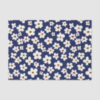 Chic Boho Daisies Motif bleu foncé