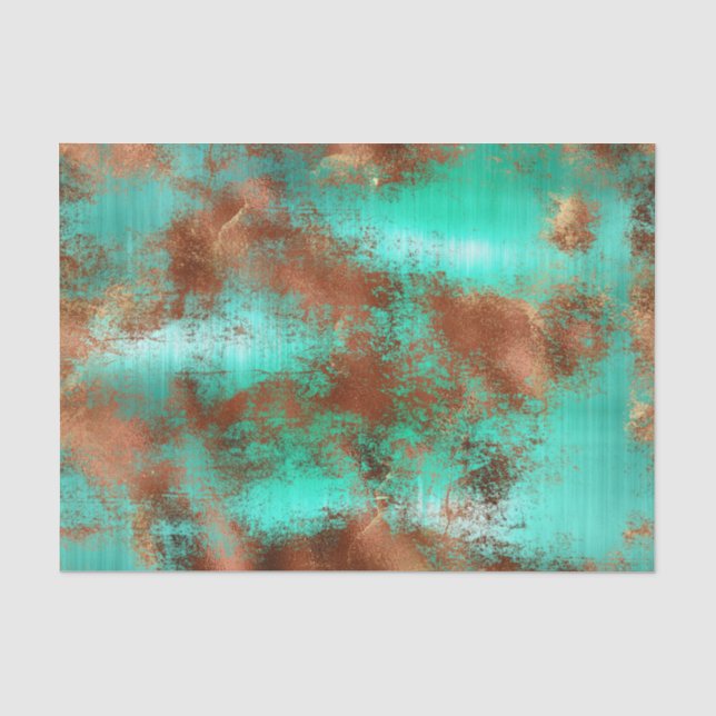 Papier Mousseline Chic Boho en cuivre Turquoise (Recto)