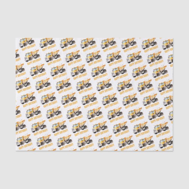 Papier Mousseline Chic Chauffage de construction Camion Joyeux anniv (Recto)