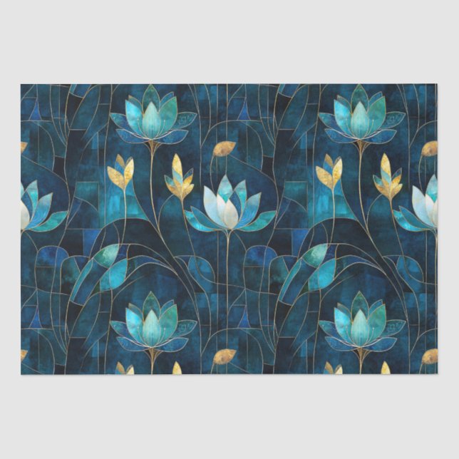 Papier Mousseline Chic chrysanthème turquoise (Recto)