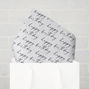 Papier Mousseline Chic Élégant Joyeux Anniversaire en Écriture Noir 