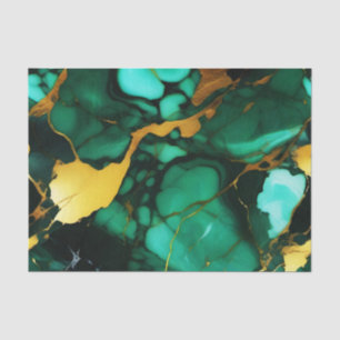 Papier Mousseline Chic Elegant vert foncé jaune Faux Marble