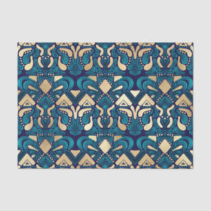 Papier Mousseline Chic Hipster Gold Emerald Blue Tribal Artsy Damask