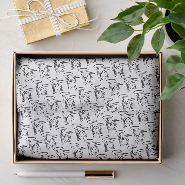 Papier Mousseline Chic Joyeux voeux de Noël sur blanc (Cadeau)