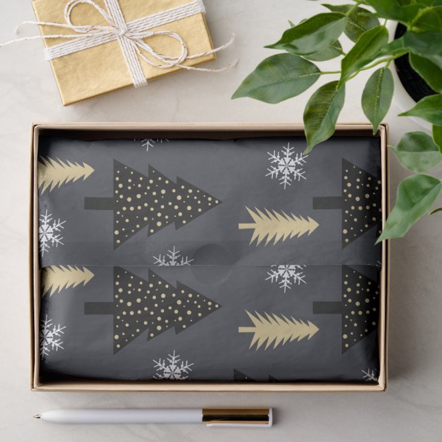 Papier Mousseline Chic Luxe Moderne Arbre de Noël Motif (Cadeau)