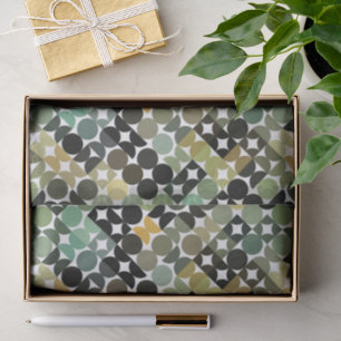 Papier Mousseline Chic Olive Green Taupe Cercles beiges Art Motif